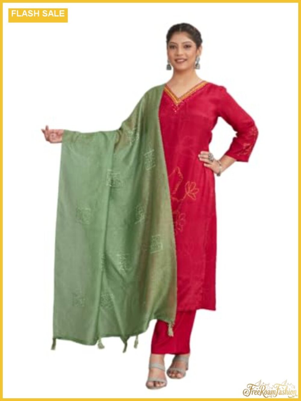 Chanderi Cotton Sequin Embroidered Dupatta Scarf Shawl for Women